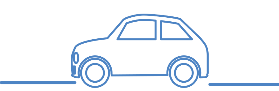 水色の車のラインイラスト